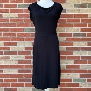 CAbi Cowl Neck Black Short Sleeve Mini Dress 👗